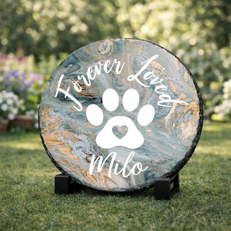 Garden Pet Memorial Stone, Handcrafted Tribute for Dogs & Cats, Pet Loss Sympathy Gift