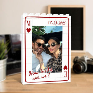 Custom Photo Building Block: Couple Playing Card Puzzle Blocks, Valentines Day Gifts For Boyfriend, Anniversary Gifts, Romantic Home Decor
