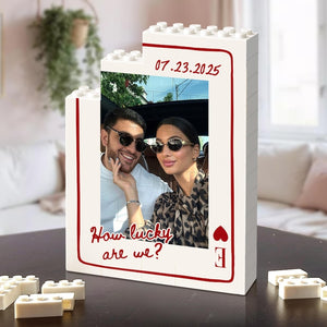 Custom Photo Building Block: Couple Playing Card Puzzle Blocks, Valentines Day Gifts For Boyfriend, Anniversary Gifts, Romantic Home Decor