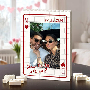 Custom Photo Building Block: Couple Playing Card Puzzle Blocks, Valentines Day Gifts For Boyfriend, Anniversary Gifts, Romantic Home Decor