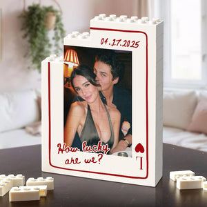 Custom Photo Building Block: Couple Playing Card Puzzle Blocks, Valentines Day Gifts For Boyfriend, Anniversary Gifts, Romantic Home Decor