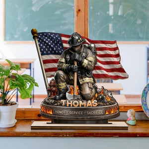 Personalized Firefighter Memorial Plaque, Custom Name Fireman Desk Decor, Honor Service Sacrifice Tribute Gift for Firefighters