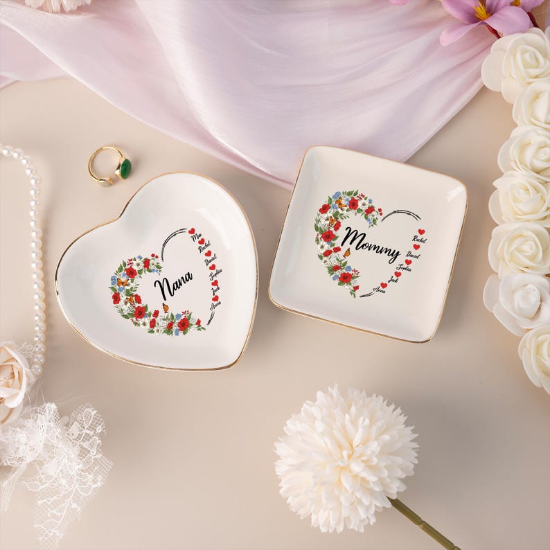 Personalised Mum Trinket Dish, Jewelry Dish For Mama, Kids Name Trinket Dish, Mothers Day Gifts, Gifts for Mum/Grandma/Nana, Mother Birthday Gift