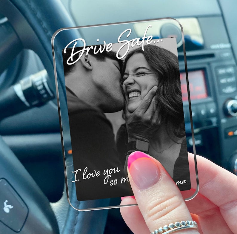 Custom Photo Car Visor Clip Gift for Him, Drive Safe Gift, Custom Couple Photo Keepsake Gift, Valentine s Gift for Boyfriend or Husband