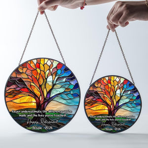 Personalized Retirement Gift Tree of Life Stained Glass Suncatcher, Coworker Farewell Gift, Office Goodbye Decor