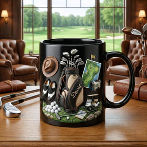 Custom Name Golf Accent Mug, Personalized Golf Lover Coffee Cup, Unique Mug Gift For Golfer, Father's Day Gift For Dad Grandpa