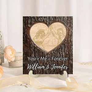 Personalized Heart Wood Plaque with Photo, Custom Couples Names Sign, Romantic Anniversary Wedding Gift, Rustic Love Wooden Decor Keepsake