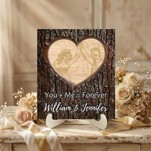 Personalized Heart Wood Plaque with Photo, Custom Couples Names Sign, Romantic Anniversary Wedding Gift, Rustic Love Wooden Decor Keepsake