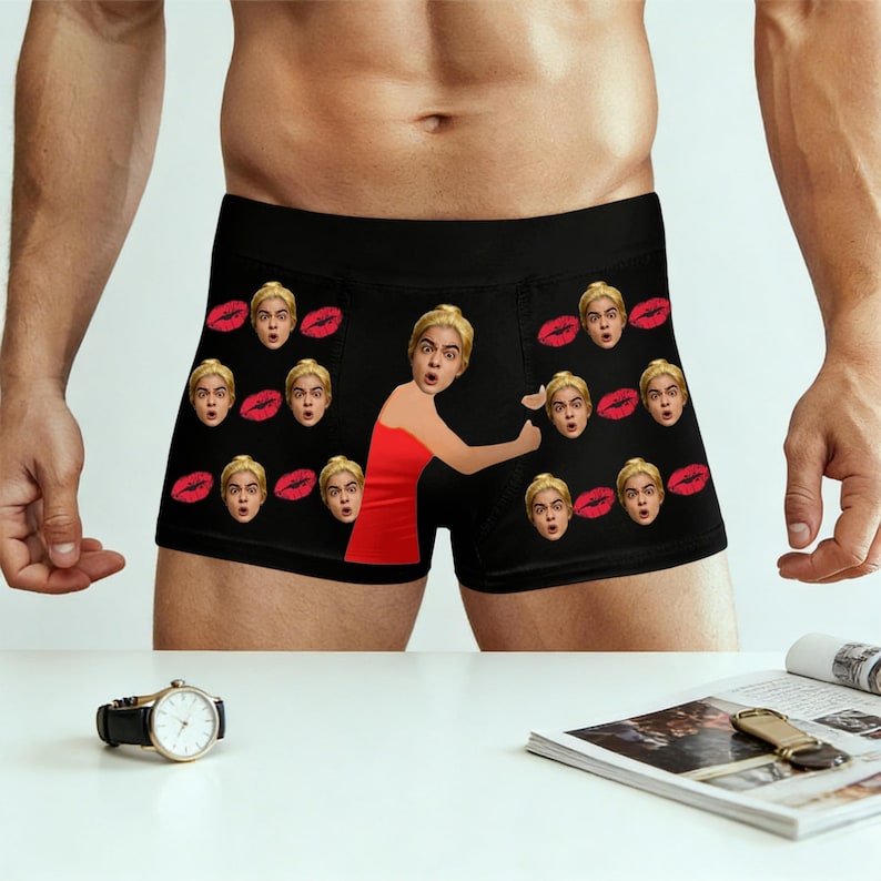 Personalized Face Boxers, Custom Photo Underwear for Him, Photo Anniversary Gift, Valentines Gifts for him,Face Boxer Briefs for Him