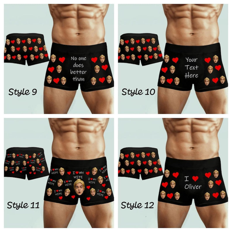 Personalized Face Boxers, Custom Photo Underwear for Him, Photo Anniversary Gift, Valentines Gifts for him,Face Boxer Briefs for Him