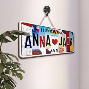 Personalized License Plate sign Anniversary Gift for Boyfriend Husband Girlfriend Wife Spouse Wedding House Warming Groomsmen Gift Valentine
