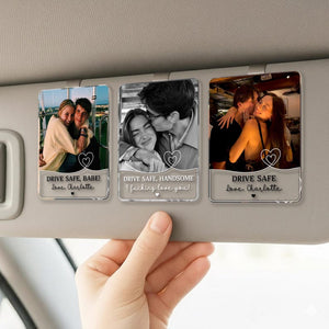 Personalized Couple Photo Car Visor Clip, Valentines Gift For Him, Drive Safe I Love You, Anniversary Gifts For Boyfriend, Drive Safe Gift