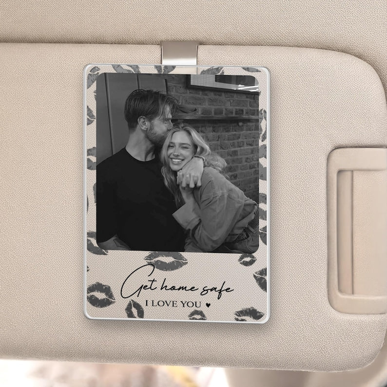 Personalized Couple Photo Car Visor Clip, Drive Safe I Love You, Valentines Gift for Him, Gifts for Boyfriend, Husband, Drive Safe Gift