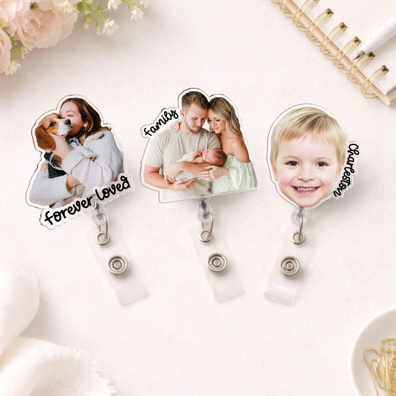 Custom Photo Badge Reel, Personalized Retractable ID Holder
