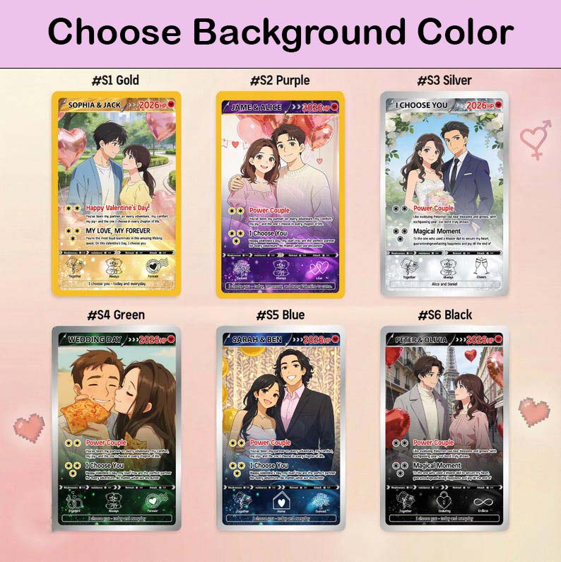 Personalized PKM Valentine s Day Card, Custom Anime Photo Card, Valentine Gift, Gift for Him, Gift for Her, Custom Card for Couple