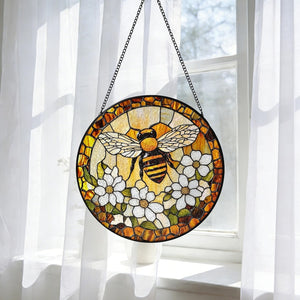 Custom Bee Stained Glass Suncatcher Window Hangings Bumble Bee Honeybee Bee Garden Art Mother's Day Gift Grandma Bee Gift