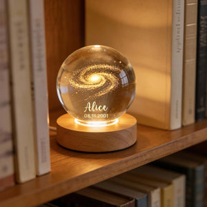 Personalized Galaxy Crystal Ball Light, Custom Special Day Crystal Ball LED Night Light, Meaningful Couple Gift, Birthday Gift