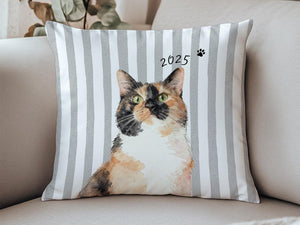 Custom Striped Pet Pillow Using Pet Photo + Name Custom Cat Dog Pillow Personalized Cat Cases Cat Picture Pillow Pet Picture Cushion