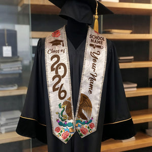 Personalized Mexican Graduation Sash, Mexican Flag Graduation Sash, Mexico Stole, Mexican Graduation Stole 2026, Custom Name & School Stole