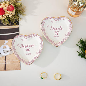 Personalized Bestie Ring Dish, Custom Name Jewelry Holder, Bridesmaid Gifts, Birthday Gift For Her, Trinket Tray For Best Friend, Maid Of Honor