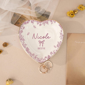 Personalized Bestie Ring Dish, Custom Name Jewelry Holder, Bridesmaid Gifts, Birthday Gift For Her, Trinket Tray For Best Friend, Maid Of Honor