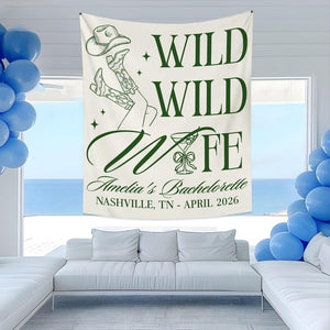 Personalized Wild Wild Wife Bachelorette Tapestry, Custom Western Bachelorette Banner, Cowgirl Bachelorette Photo Backdrop,Bach Party Favors