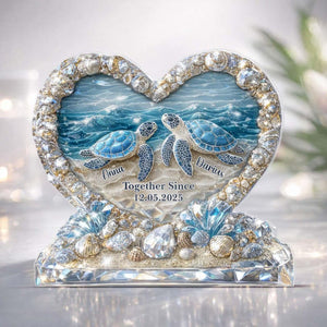 Crystal Turtle Couple, You & Me We Got This - Personalized Turtle Name Acrylic Sign, Turtle Lovers, Unique Nature Decor, Valentines Gift