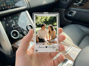 Personalized Couple Photo Car Visor Clip with Drive Safe Message, Unique Romantic Car Accessory Gift for Boyfriend