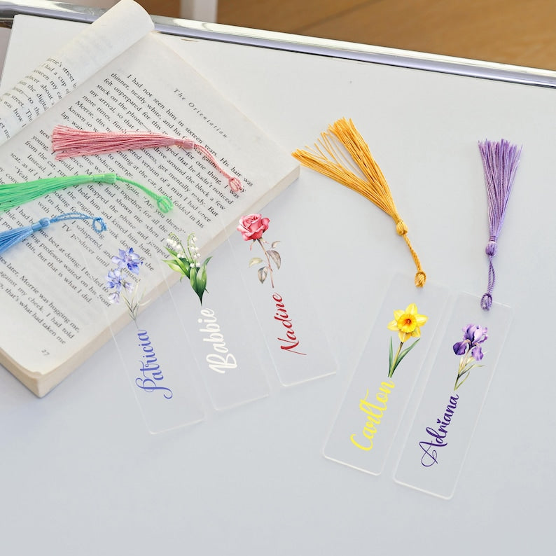 Personalized Floral Bookmark for Women/ Unique Birth Flower Bookmark/ Bookmark Gift/ Bridesmaid Gift/ Valentines Day Gifts/ Friends Gift