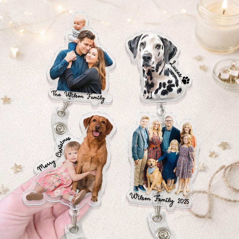 Custom Photo Badge Reel, Personalized Badge Reel Holder, Nurse Badge Reel, Retractable Badge Holder, Custom Photo Portrait Badge Reel Gift