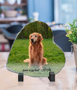 Personalized Pet Memorial Photo Slate Stone: Dog Loss Gift