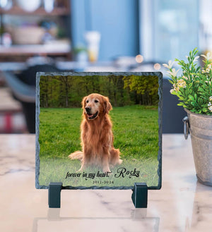 Personalized Pet Memorial Photo Slate Stone: Dog Loss Gift