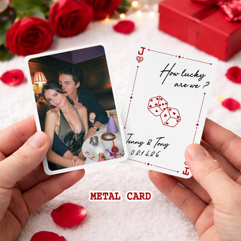 Personalized Metal Photo Custom Poke Card, Custom Picture Card , Playing Card Love Note, Anniversary Gift for Him, Boyfriend Gift