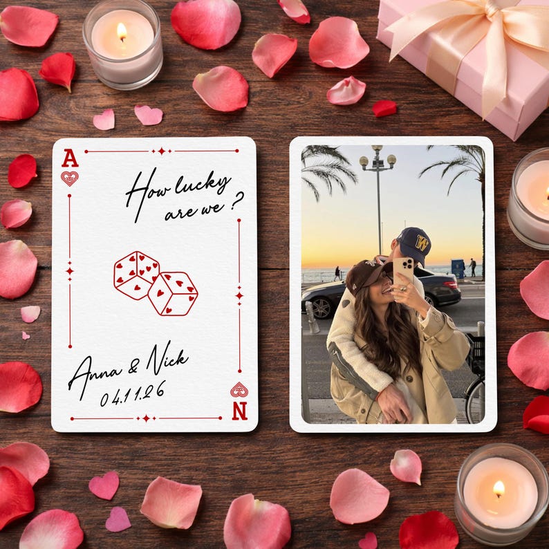 Personalized Metal Photo Custom Poke Card, Custom Picture Card , Playing Card Love Note, Anniversary Gift for Him, Boyfriend Gift