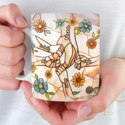 Custom Mom Mug, You Hold Our Hands Also Our Hearts Mug, 3D Inflated Effect Printed Mug, Mom Mug with Kids' Names, Custom Gift for Mama
