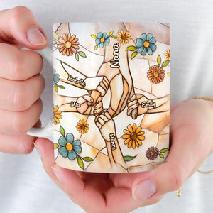 Custom Mom Mug, You Hold Our Hands Also Our Hearts Mug, 3D Inflated Effect Printed Mug, Mom Mug with Kids' Names, Custom Gift for Mama