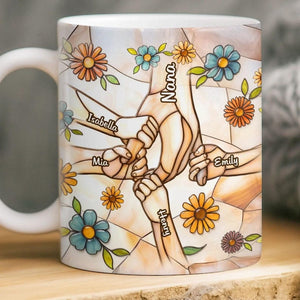 Custom Mom Mug, You Hold Our Hands Also Our Hearts Mug, 3D Inflated Effect Printed Mug, Mom Mug with Kids' Names, Custom Gift for Mama
