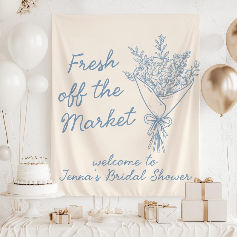 Fresh off the Market Banner, Fresh off the Market Bridal Shower Backdrop, Market Bridal Shower Decor, Shes Off the Market Sign