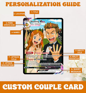 Custom Holographic Pkm Card for Couples, Custom Couple Poke Card, Personalized Trainer Card, Personalized Valentine Gift