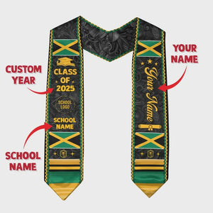 Custom Jamaica Graduation Stole, Jamaica American Flag Graduation Sash, Class Of 2026
