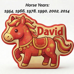 Personalized Horse Pillow Chinese New Year Zodiac Plush Custom Name Lunar Festival Decor Kids Room Gift for Lunar Near Year