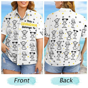 This Grandpa/Grandma Belongs To Personalized Hawaiian Shirt, Shirt With Grandkid Name, Father's Day Gift, Grandpa Dad Birthday Giftt