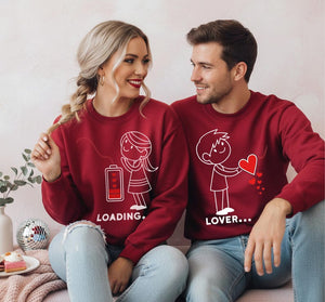 Couple Valentine Sweatshirt, Lover Loading Couple Shirt, Matching Couple Love Sweatshirt, Cute Couple Outfit, Valentine s Day Matching Shirt