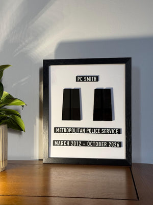Personalised Police & Ambulance Retirement Epaulette Display Gift | Custom Framed Keepsake | UK Made