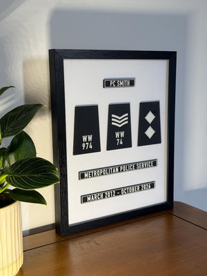 Personalised Police & Ambulance Retirement Epaulette Display Gift | Custom Framed Keepsake | UK Made