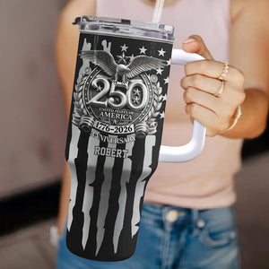 USA 250th Anniversary Gift For Him, Personalized 40oz Tumbler With Straw, Custom Name America 250 Drinkware, 1776-2026 Independence Day Cup