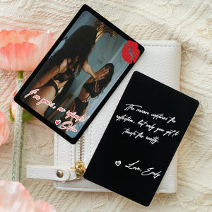 Personalized Couple Metal Wallet Card, Boudoir Photo, Custom Message