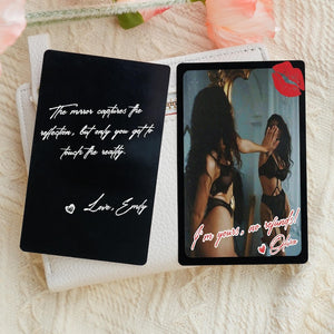Personalized Couple Metal Wallet Card, Boudoir Photo, Custom Message