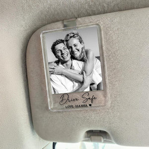 Love Of My Life Personalized Couple Photo Car Visor Clip, Drive Safe I Love You, Valentines Gift for Him, Gifts for Boyfriend, Husband, Drive Safe Gift
