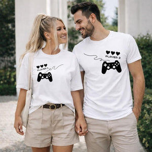 Gamer Couple Matching Shirts, Player 1 and Player 2 Tee, Gaming Valentine Matching Tshirt, Game Console Controller design gifts for couples